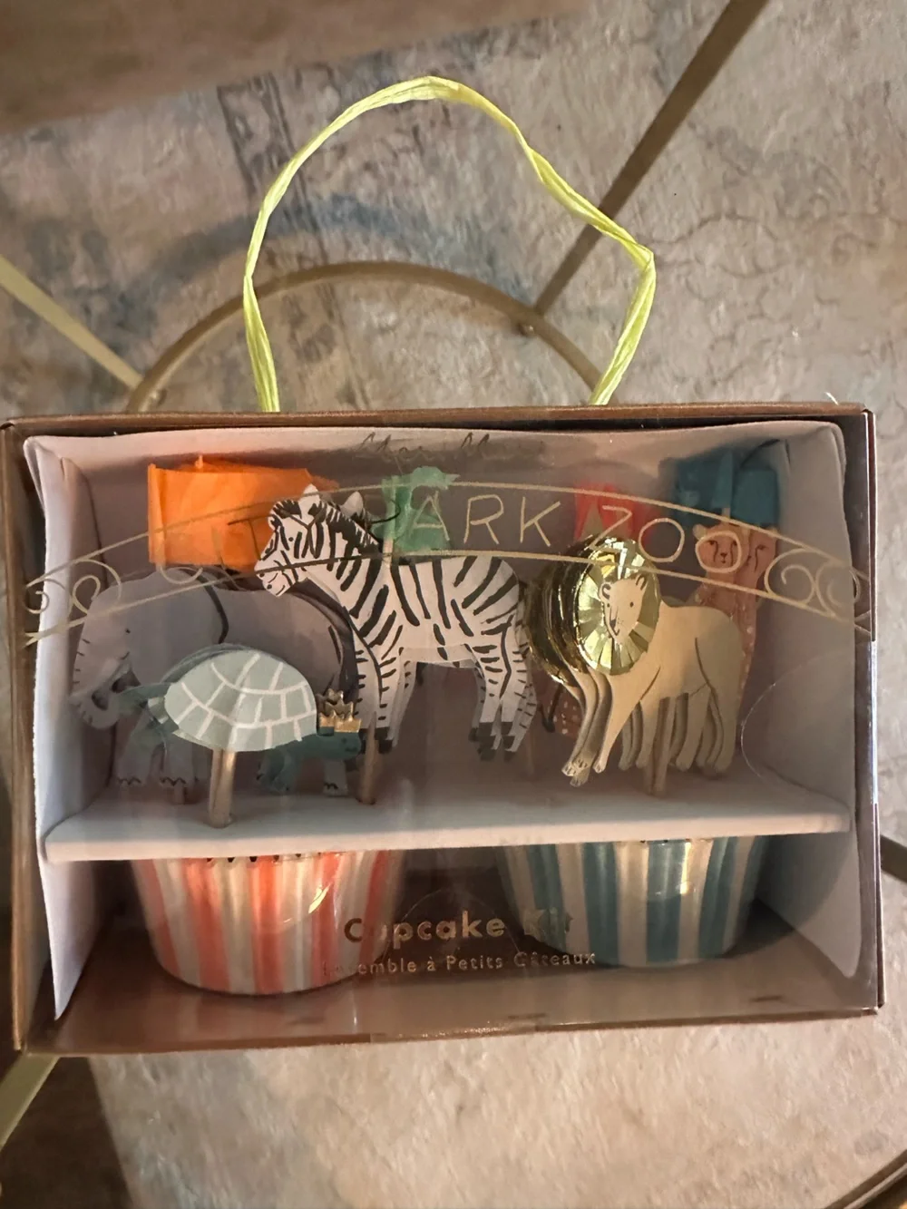 Safari Animal Cupcake Topper Set with Striped Baking Cups